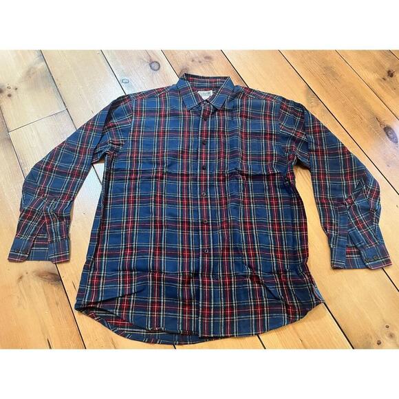 Vintage L.L. Bean Flannel button down shirt. Plaid. Red/Green/Blue Size Large - Picture 1 of 7